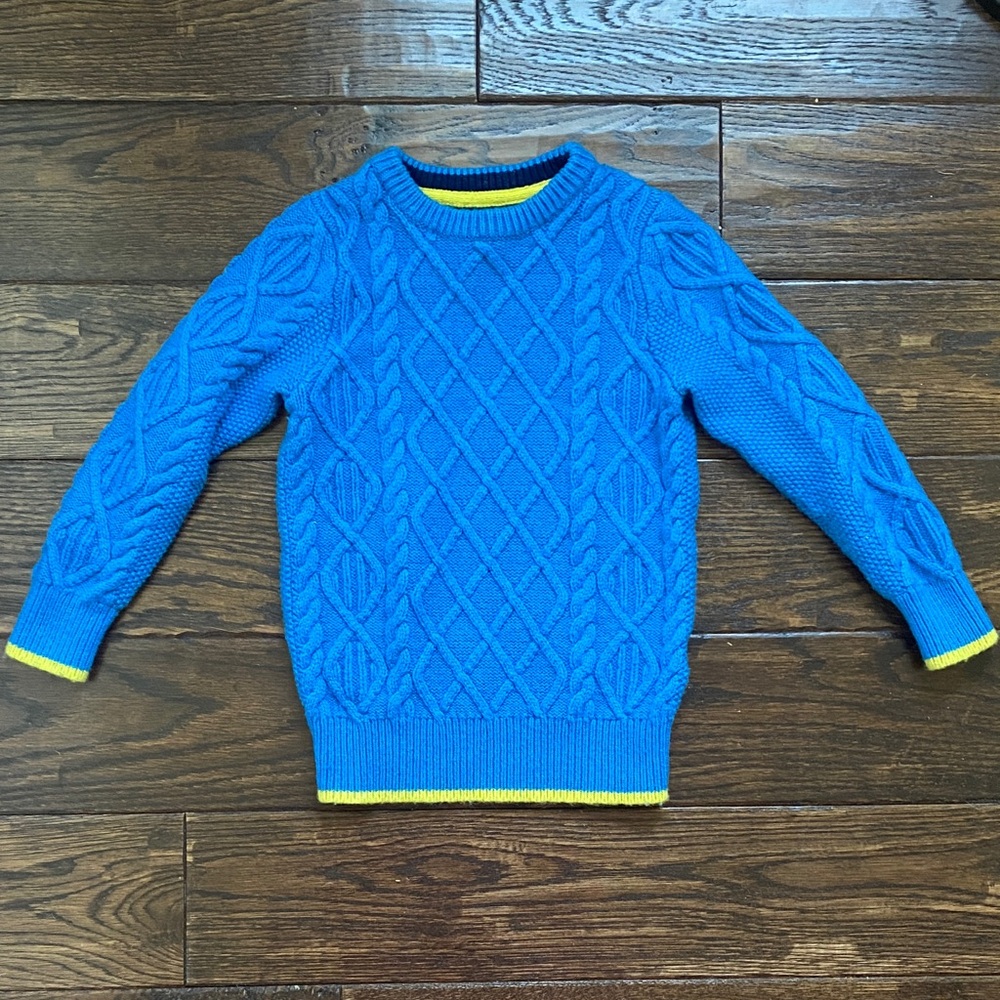 Mini Boden Blue Cable Knit Crewneck Sweater